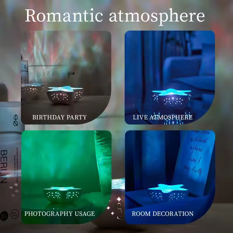 Proyector LED de estrella de mar y galaxia