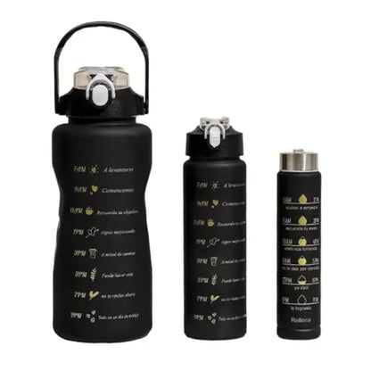 Pack de 3 botellas motivacionales de hidratación