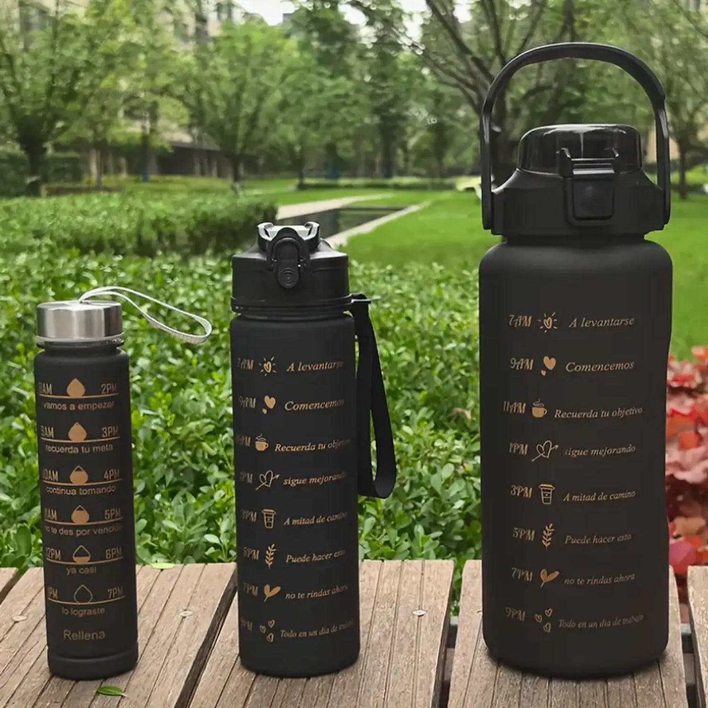 Pack de 3 botellas motivacionales de hidratación